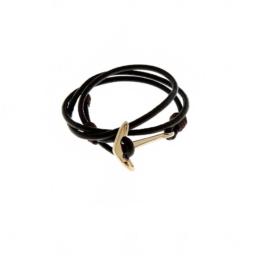 NEW GEORGINA JEWELRY men's anchor bracelet in brown/gold